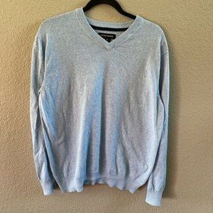Tricots St Raphael sweater Wool Cashmere Blend  V-neck Light Blue preppy
